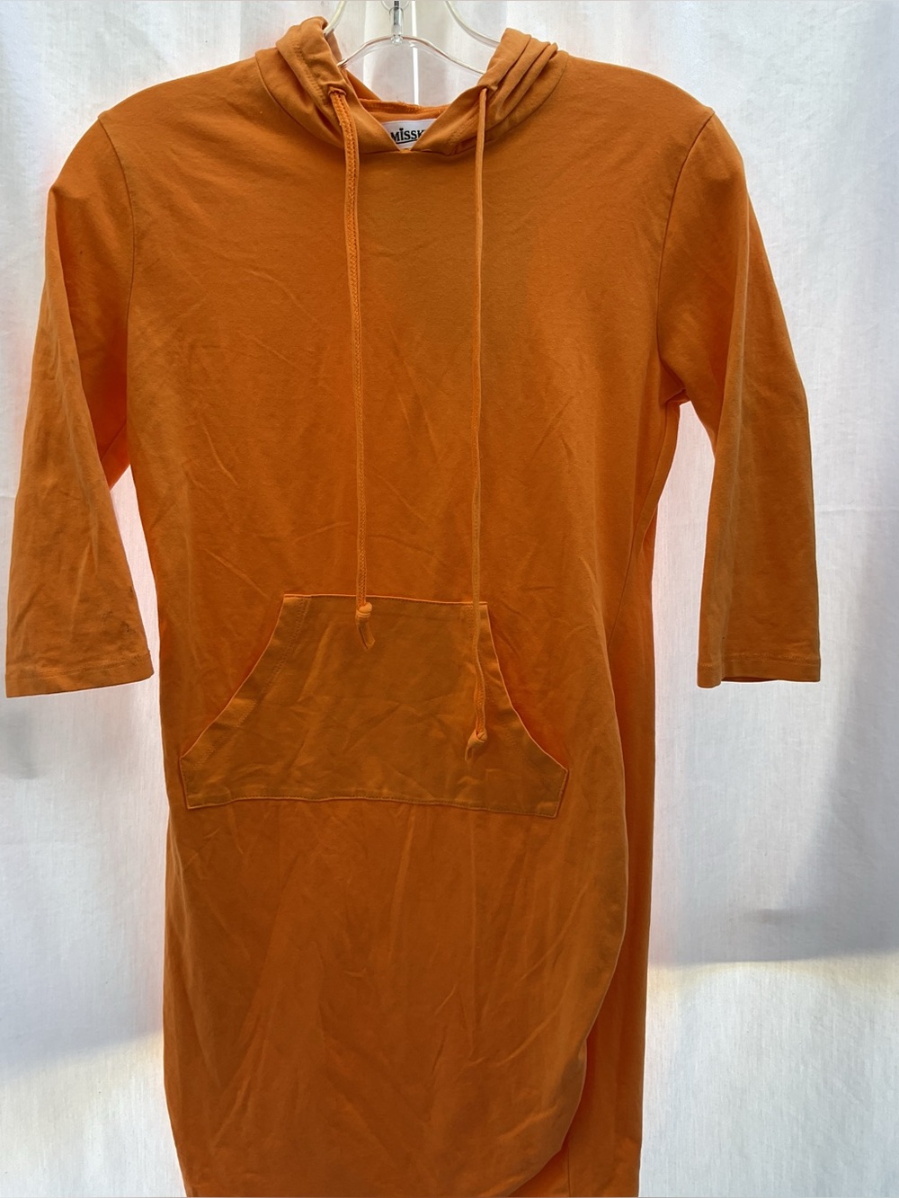 Missky Orange Hoodie Dress with Kangaroo Pocket
